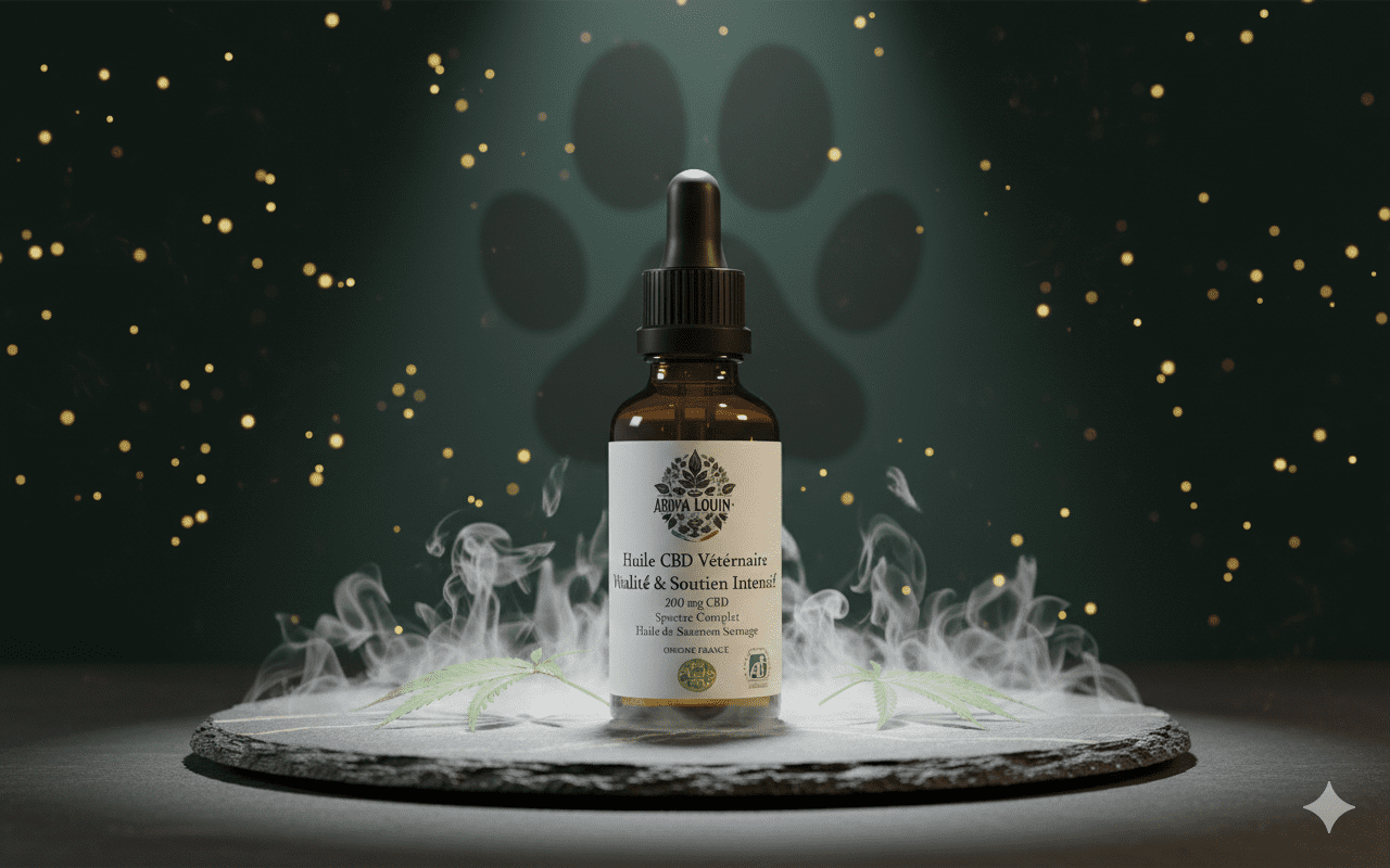 Huile CBD Vitalité & Soutien Intensif 200mg (2%) base Saumon. Formule haute concentration pour grands chiens et besoins accrus (mobilité).