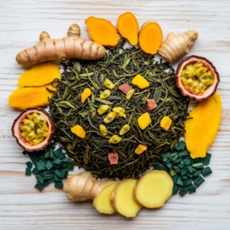 Thé Vert Bio Vitalité Exotique : Thé Sencha, Curcuma, Gingembre Tonique & Spiruline